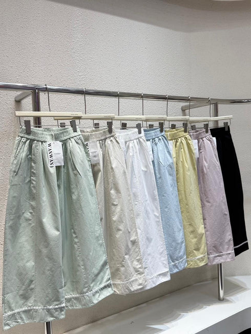WANWAN Wide Leg Lace Border Trousers